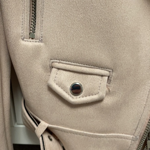 Light Pink Biker Style Jacket with Silver Hardware - Picture 4 of 10